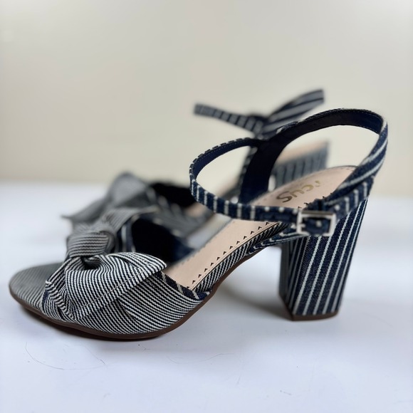 Circus by Sam Edelman Eva Pump Heels Sz 9‎ Navy White Stripe Bow Nautical Pin-up - Picture 5 of 11